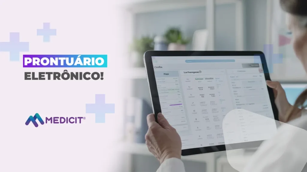 Profissional de saúde consultando prontuário eletrônico em um tablet