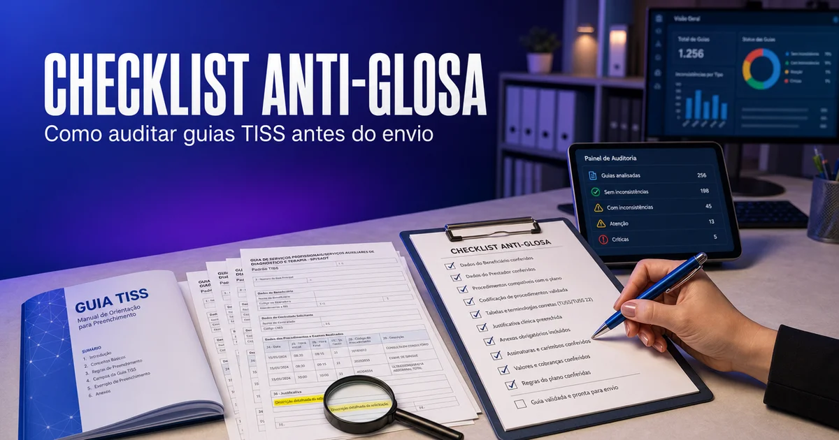 Checklist anti-glosa para auditoria de guias TISS antes do envio ao convênio